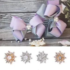 10Pcs Sparkling Rhinestone Buttons Vintage Buttons for Apparel Sewing Pearl Hairpin Decoration DIY Jewelry Crafts Flower Buttons,Light Blue