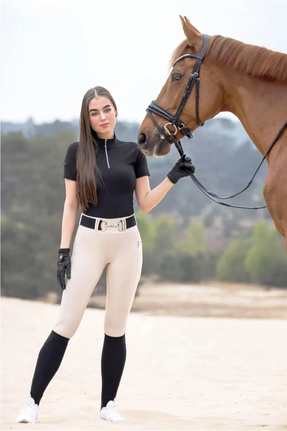 1.5 inch Equestrian Elastic Belt, Stretchable and Comfortable Waist Belt for Women and Girls, Prefect Equestrian Gift