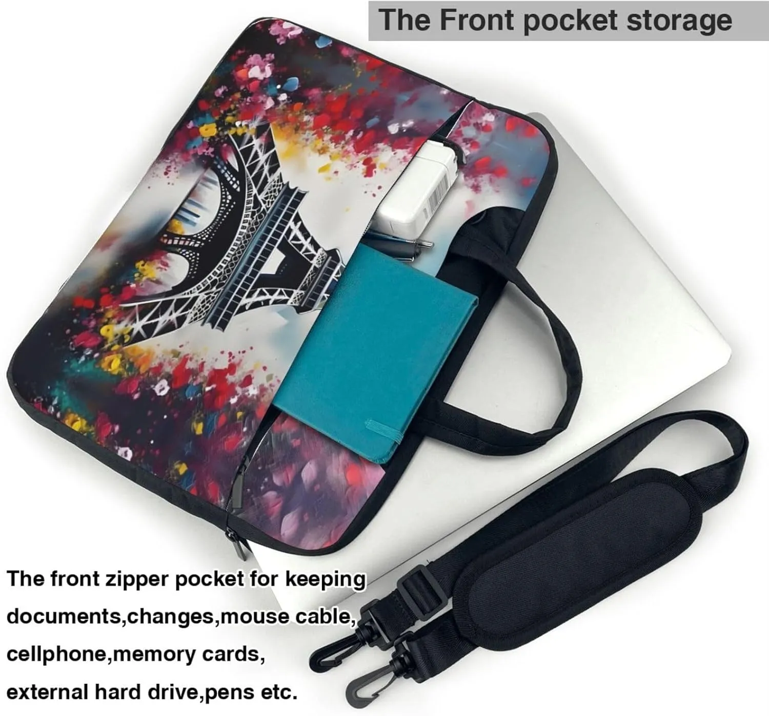 15.6 Inch Laptop Bag - Case with Soft Interior, Multiple Pockets - Ideal, Travel and Business Sugar and Skulls Style