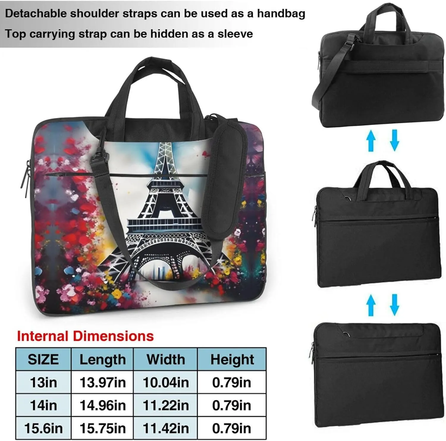 15.6 Inch Laptop Bag - Case with Soft Interior, Multiple Pockets - Ideal, Travel and Business Sugar and Skulls Style