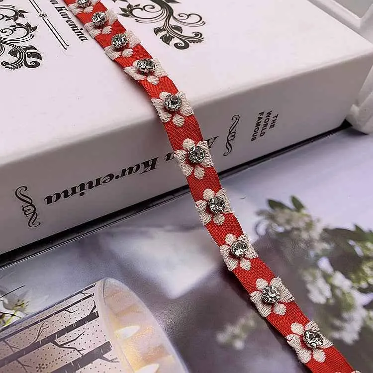 1.5cm Ethnic Jacquard Lace Trim with Glass Beads – 40 Yards