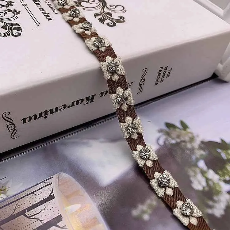 1.5cm Ethnic Jacquard Lace Trim with Glass Beads – 40 Yards