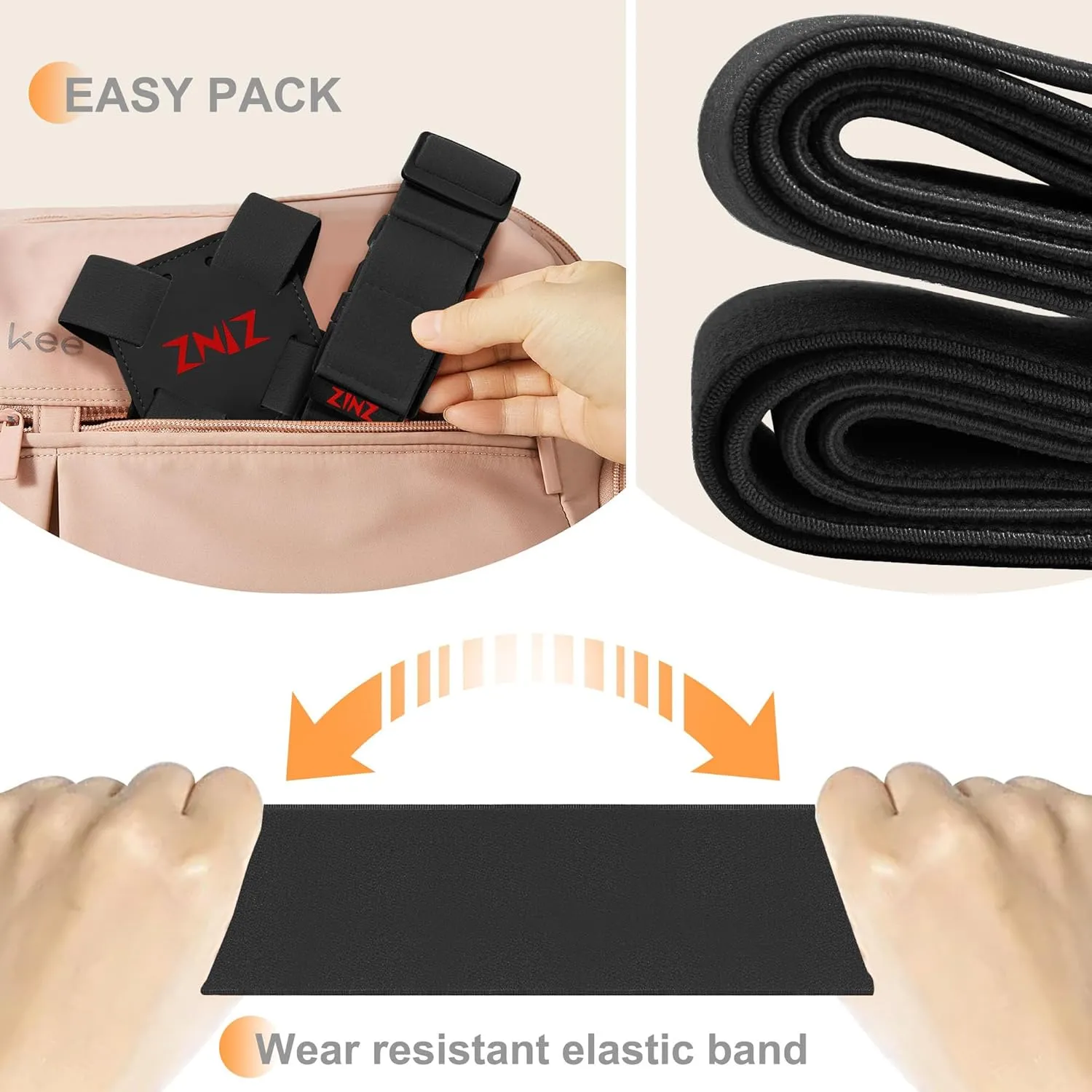 2-Pack High Elastic Luggage Strap Adjustable Travel Bag Belt Bungees for More Applications (Black Red Set)