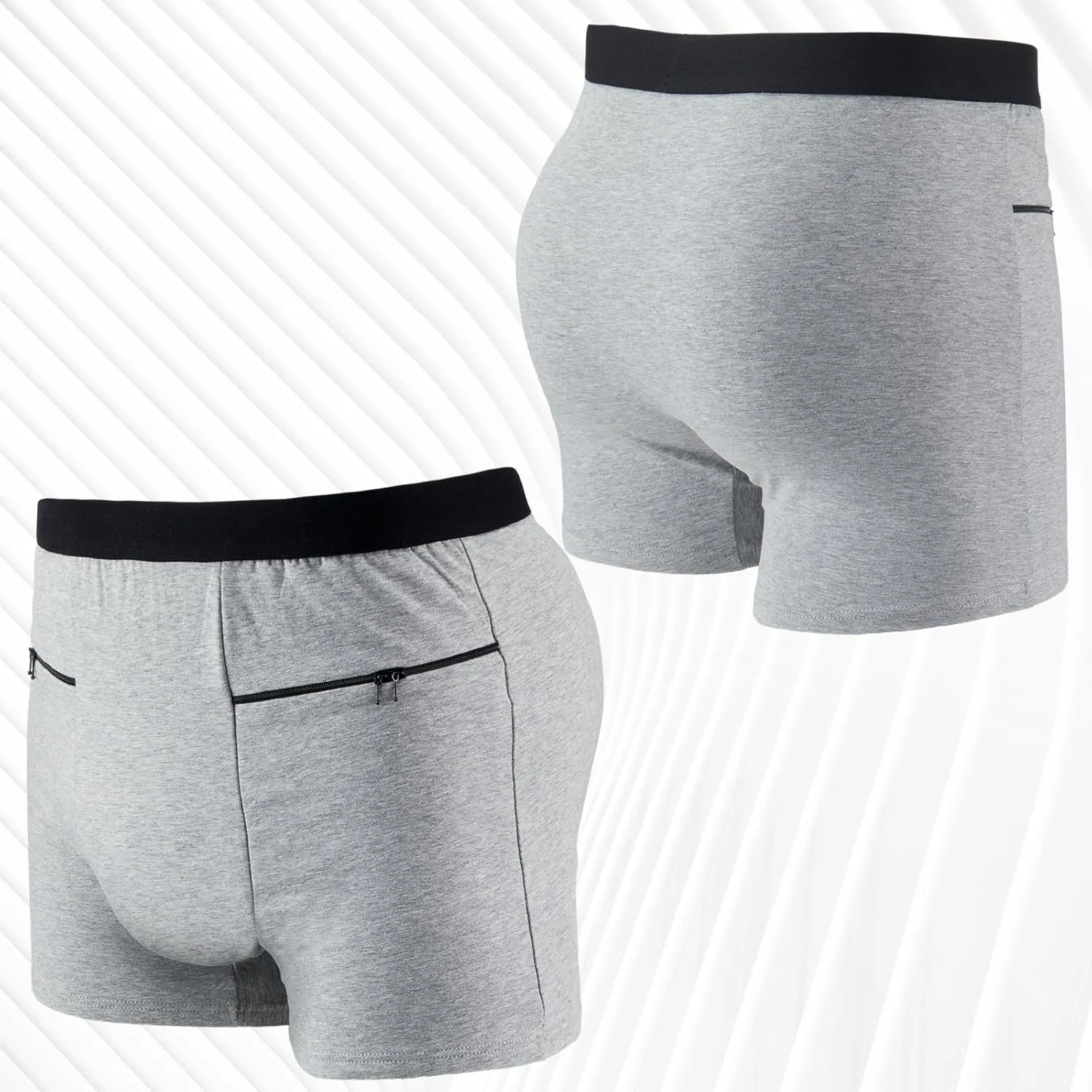2 Packs Men Pocket Underwear Boxer Panties Travel Briefs with Secret Hidden Pocket for Men