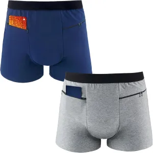 2 Packs Men Pocket Underwear Boxer Panties Travel Briefs with Secret Hidden Pocket for Men