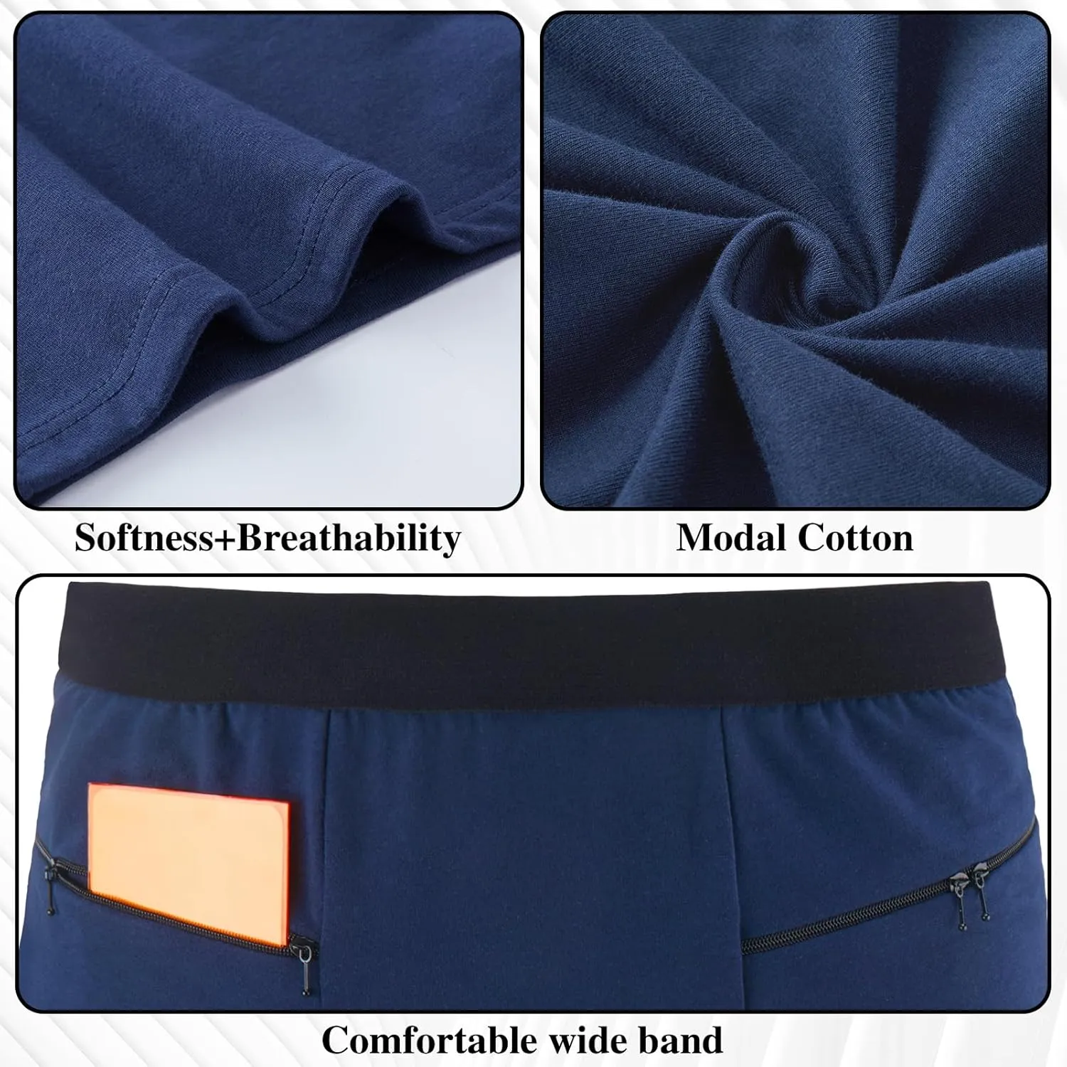 2 Packs Men Pocket Underwear Boxer Panties Travel Briefs with Secret Hidden Pocket for Men