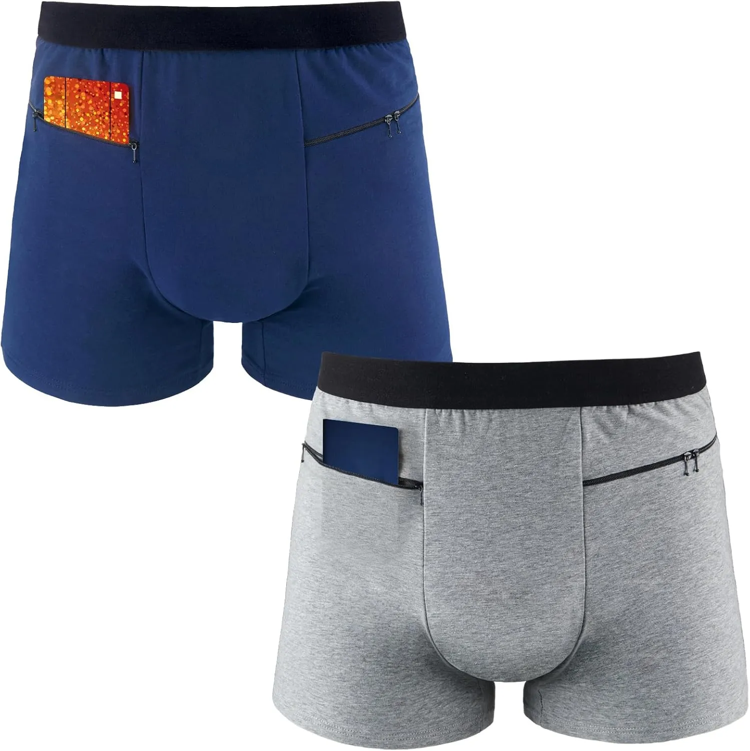 2 Packs Men Pocket Underwear Boxer Panties Travel Briefs with Secret Hidden Pocket for Men