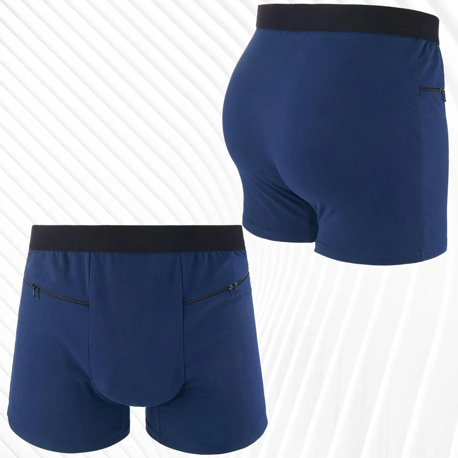 2 Packs Men Pocket Underwear Boxer Panties Travel Briefs with Secret Hidden Pocket for Men