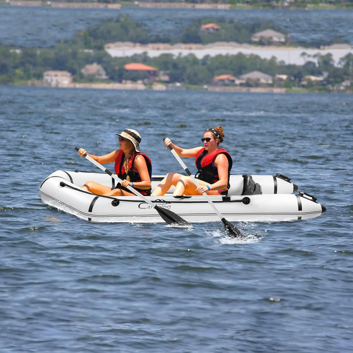 2 Person Inflatable Boat, Raft Inflatable Kayak with Foot Pump & Paddle 【US in Stock】 Inflatable Boat for Adults,Portable Fishing Boat