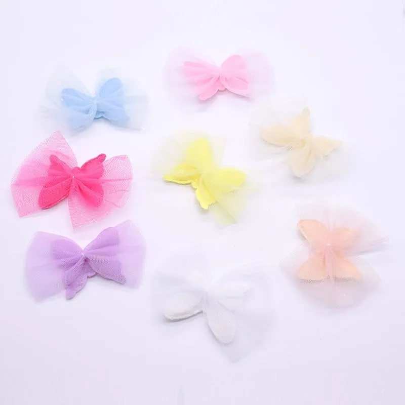 20 Pcs Sequin Butterfly Bows, Mesh Bowknot for Crafts, Sewing, Hair Clip Making, Clothing Accessories, Purple