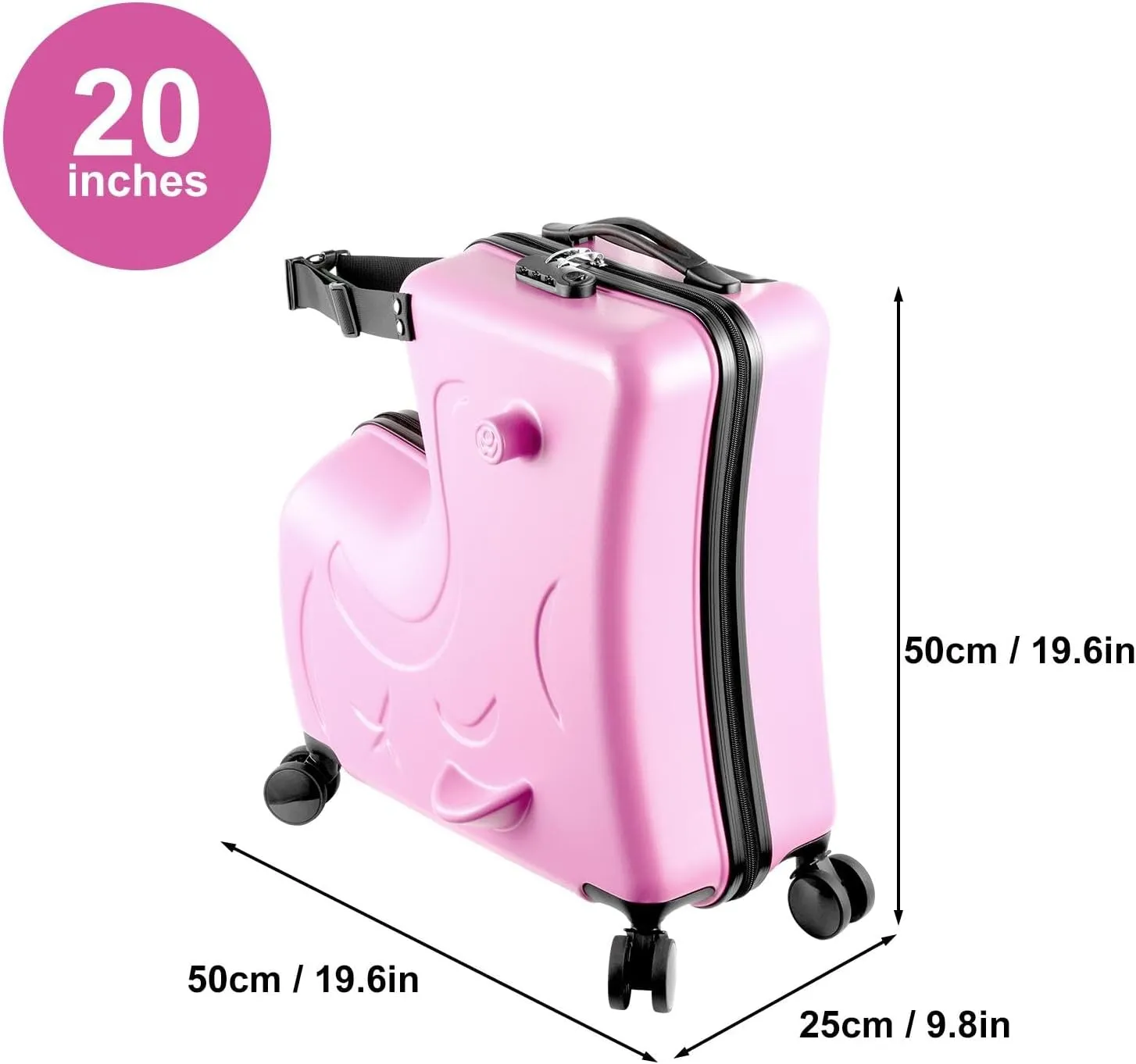 20" Carry Kids Luggage for Kids Aged 3-6, Ride Suitcase with Silent Wheels, Safety Belt, Combination Lock, Handlebars and Pedals, Equipped With Duffel Bag for Carry Luggage (blue)
