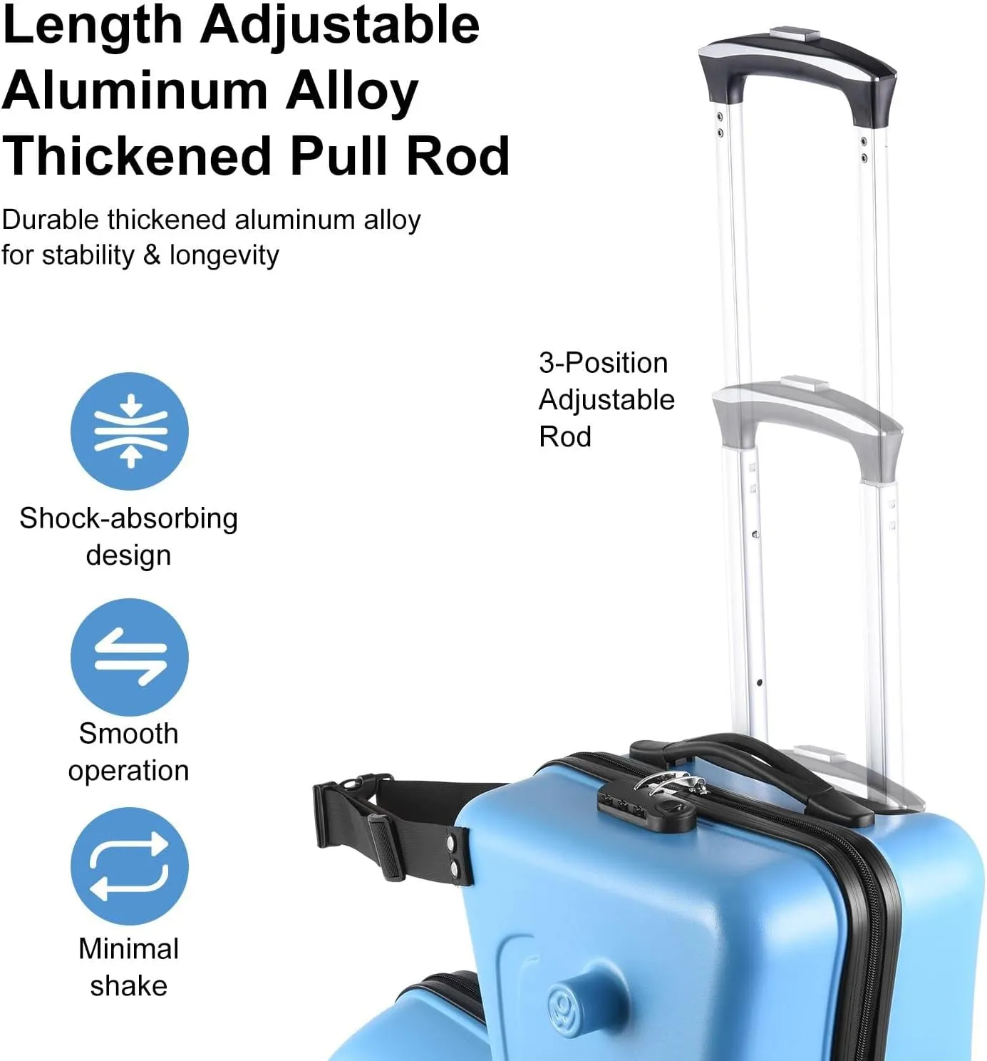 20" Ride Suitcase for Kids Aged 3-6, Carry Kids Luggage with Silent Wheels, Safety Belt, Combination Lock, Handlebars and Pedals, Equipped With Duffel Bag for Carry Luggage (blue)