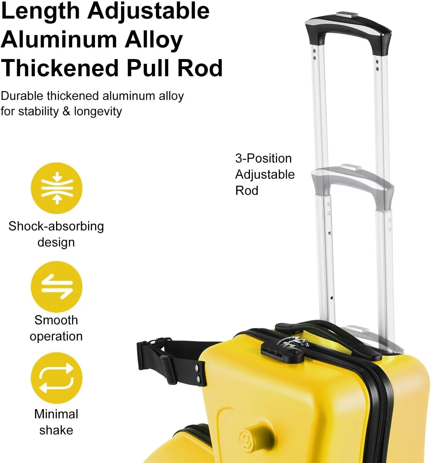 20" Ride Suitcase for Kids Aged 3-6, Carry Kids Luggage with Silent Wheels, Safety Belt, Combination Lock, Handlebars and Pedals, Equipped With Duffel Bag for Carry Luggage (yellow)