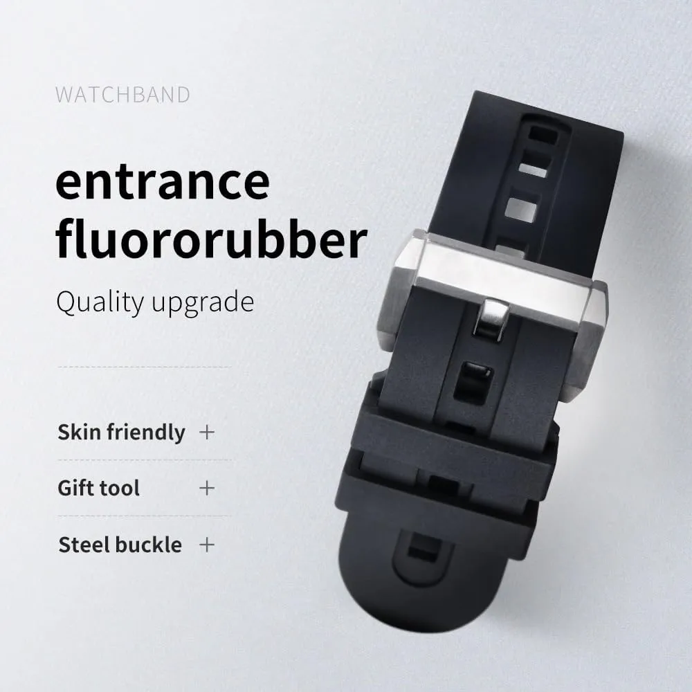 23 mm Fluorous FKM Rubber Soft Watch Strap for Blancpain Strap Fifty Fathoms 5000 5015 Black Watch Belt Bracelets Replacement (,)