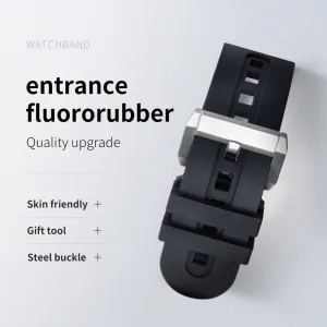 23 mm Fluorous FKM Rubber Soft Watch Strap for Blancpain Strap Fifty Fathoms 5000 5015 Black Watch Belt Bracelets Replacement (,)