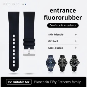 23.0Mm Fluorous Rubber Soft WatchBands For Blancpain Strap Fifty Fathoms 5000 5015 Watch Belt Bracelets Replacement watch strap