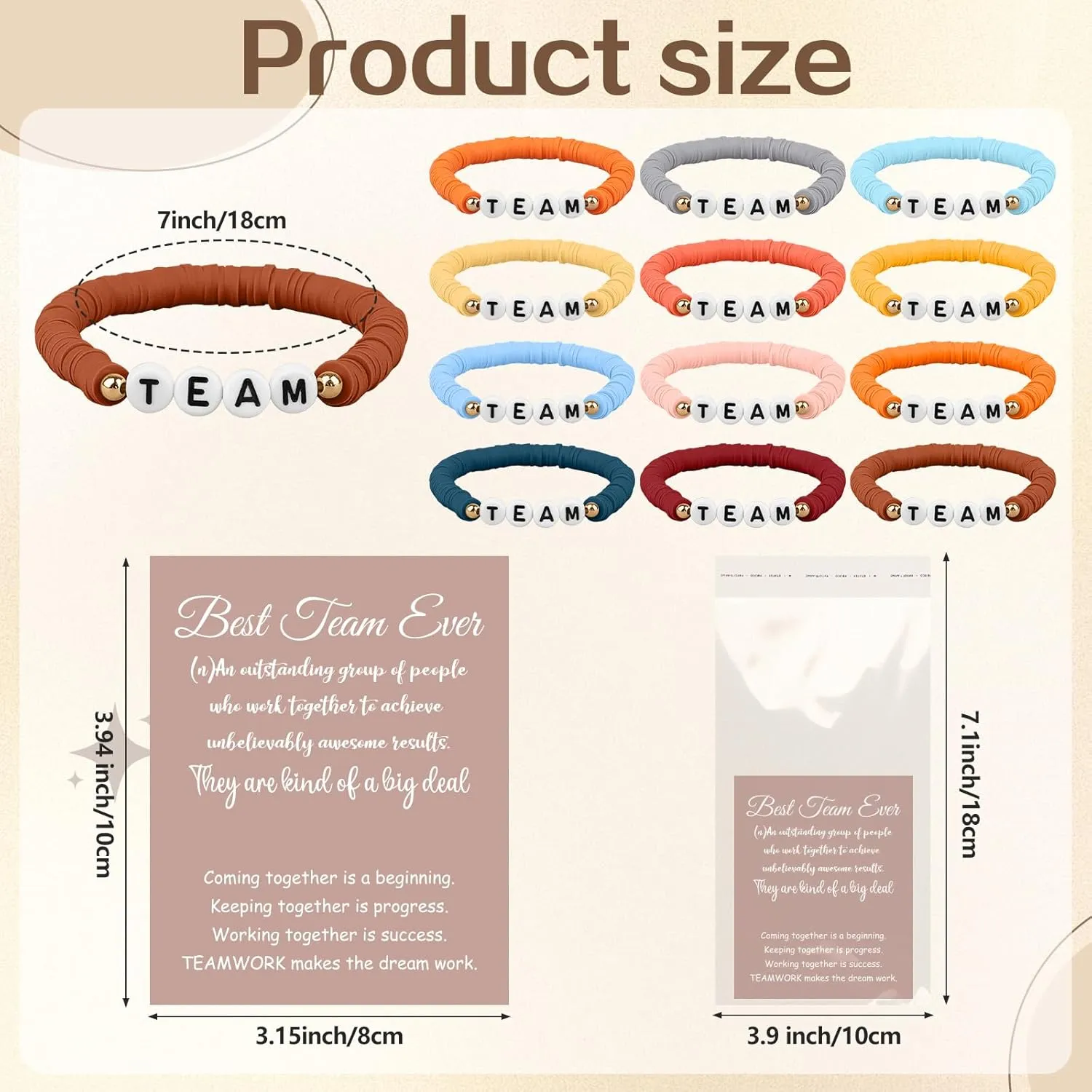 24 Set Team Appreciation Bracelets Gifts Inspirational Beaded Bracelets Bulk Adjustable Wish Motivational Friendship Bracelets with Thank You Cards Bags for Employee Staff Team Prizes
