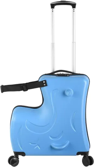 24" Carry Kids Luggage for Kids Aged 6-12, Ride Suitcase with Silent Wheels, Safety Belt, Combination Lock, Handlebars and Pedals, Equipped With Duffel Bag for Carry Luggage (blue)
