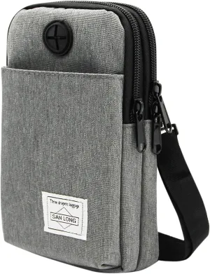 3-Layers Waterproof Cell Phone Pouch Crossbody Purse Oxford Fabric Belt Bag Wallet for Men Women
