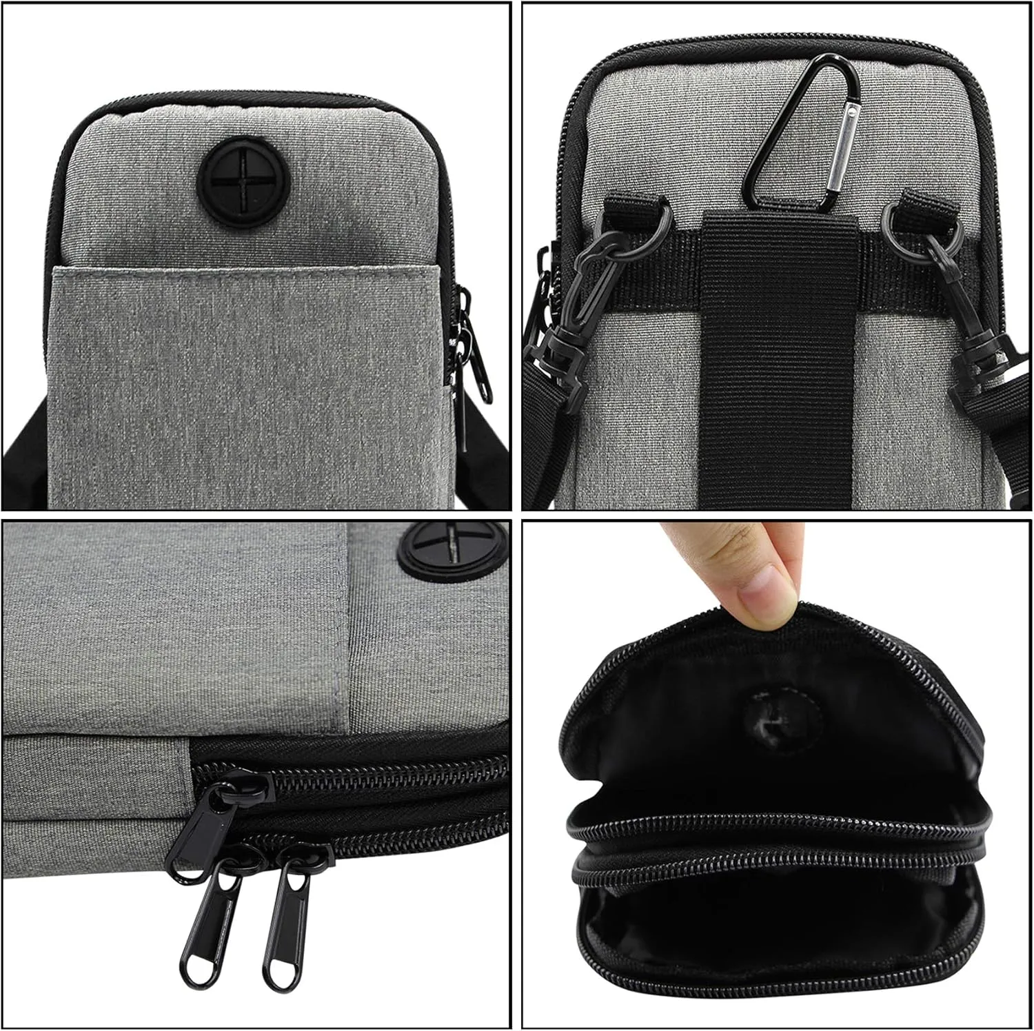 3-Layers Waterproof Cell Phone Pouch Crossbody Purse Oxford Fabric Belt Bag Wallet for Men Women
