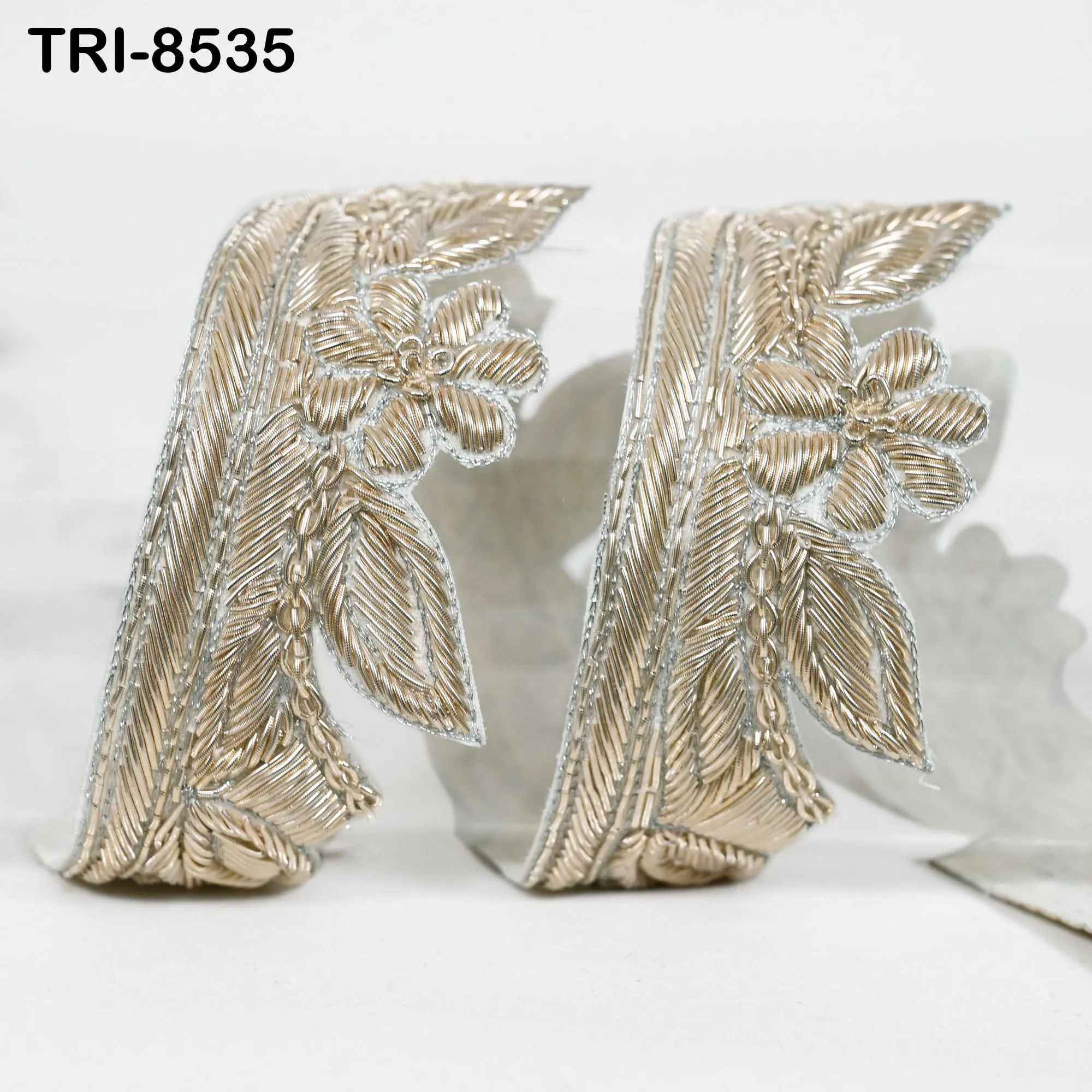 3 Yard Silver Zardozi Trim Indian Handcrafted Sari Border, DIY Crafting Ribbons Saree Metallic Embroidered Zari Handmade Trimmings Costumes