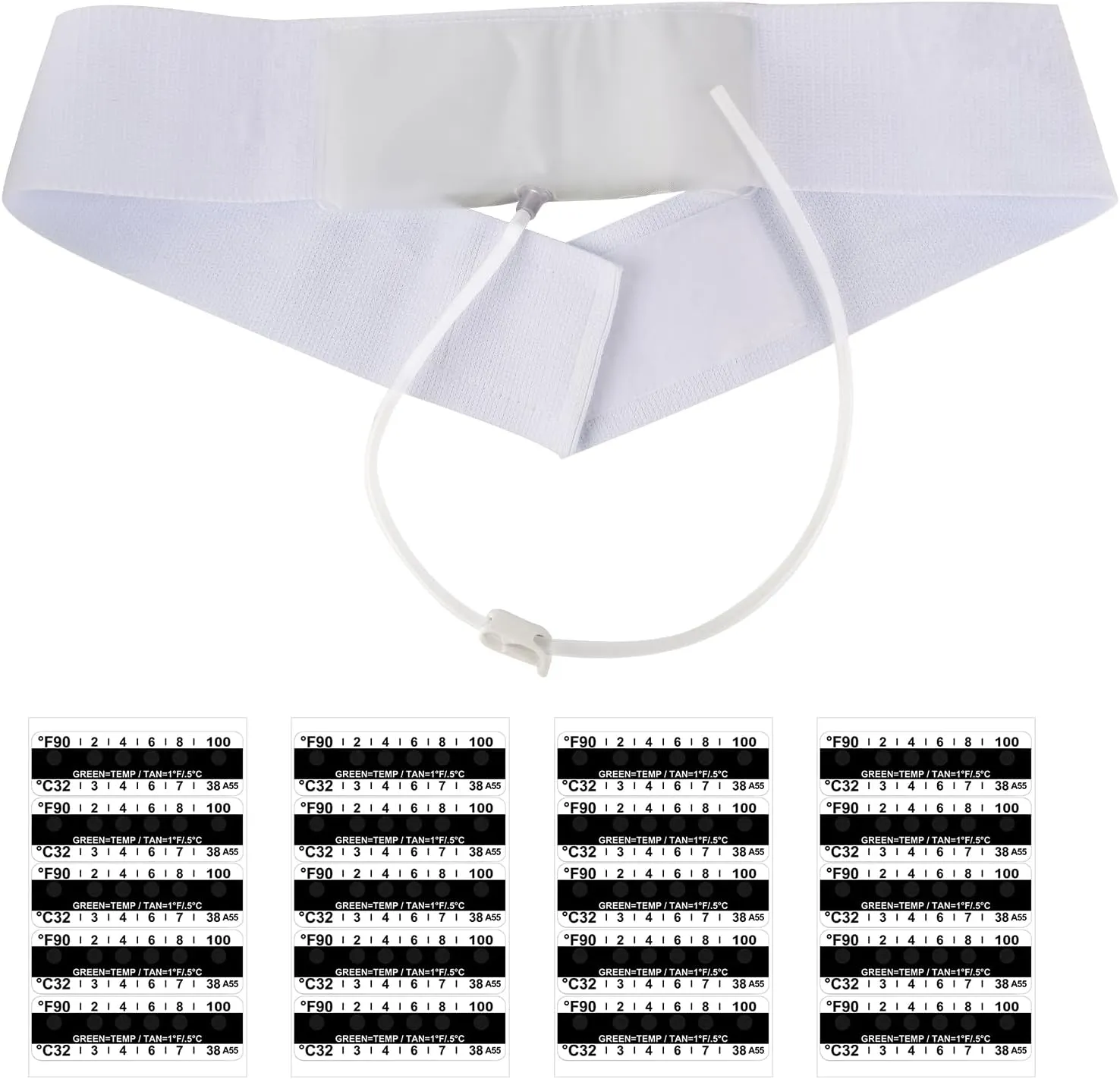 34 Inch Urine Storage Belt with Catheter, Concealed Collector Kit with 20 Temperature Strips, Portable Urine Test Bags for Men Used for Hospitals, Emergency and Travel