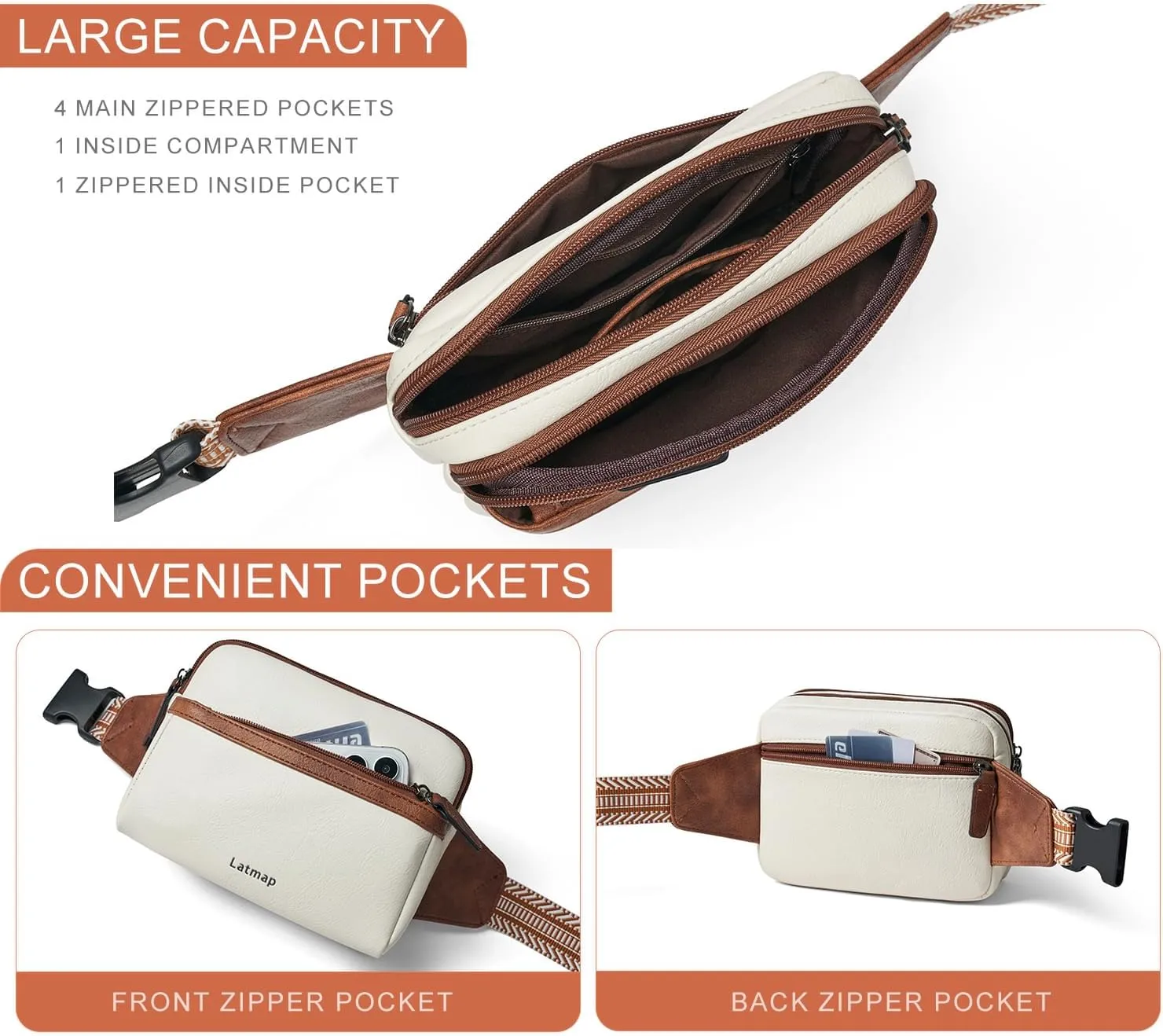 3L Fanny Packs Belt Bag for Women Small Everywhere Crossbody Bag Waist Bag Faux Leather Sling Chest Bag Purse