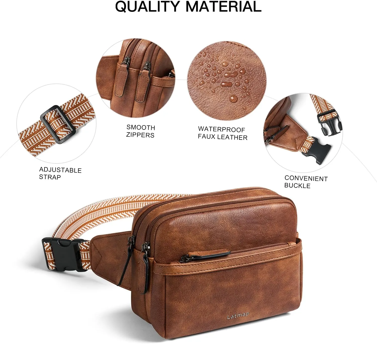 3L Fanny Packs Belt Bag for Women Small Everywhere Crossbody Bag Waist Bag Faux Leather Sling Chest Bag Purse