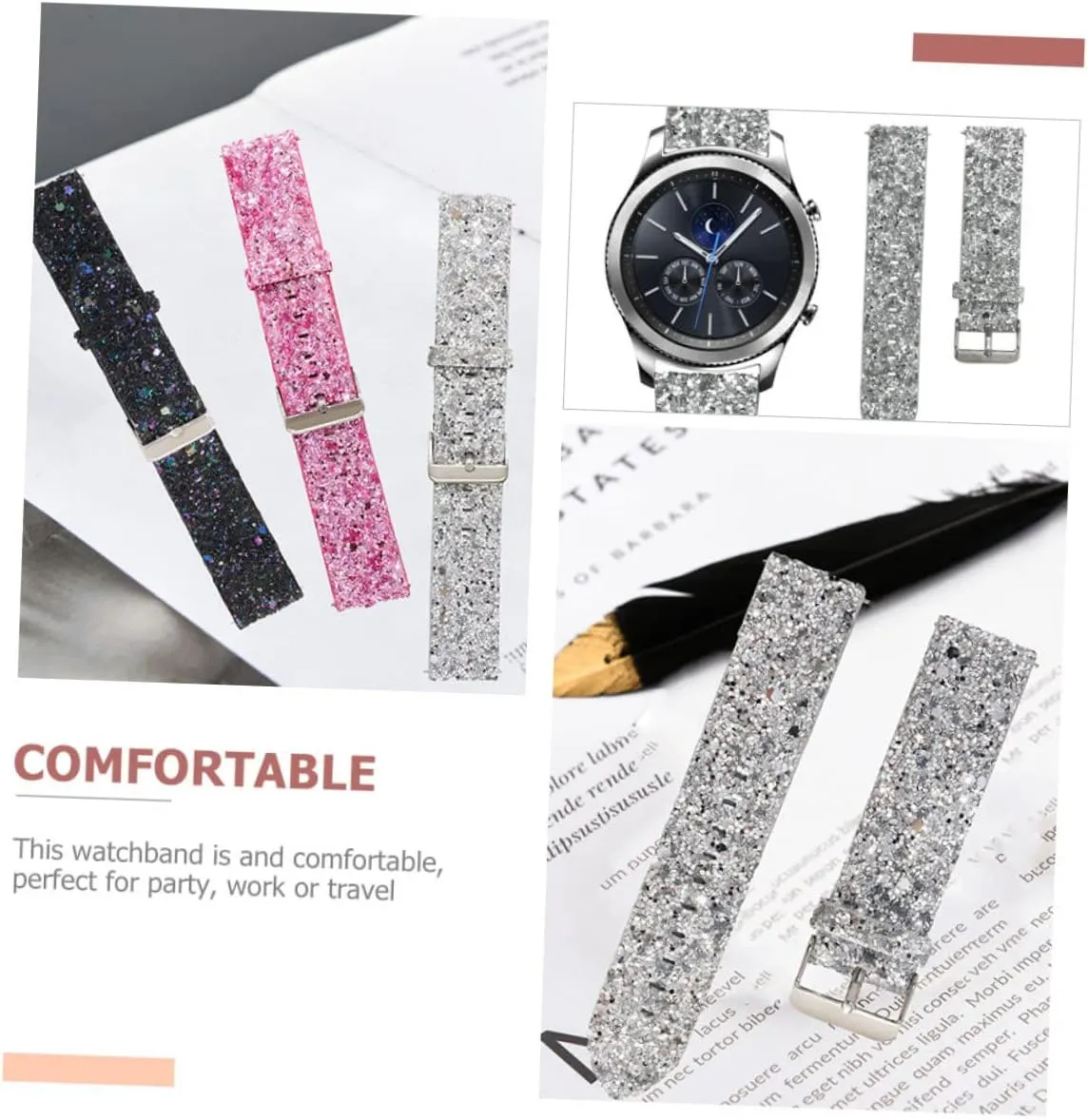3pcs Strap Watches Wristwatch Band Watch Active 2 Bands Watch Belt Non-slip S3 Decorative Belt