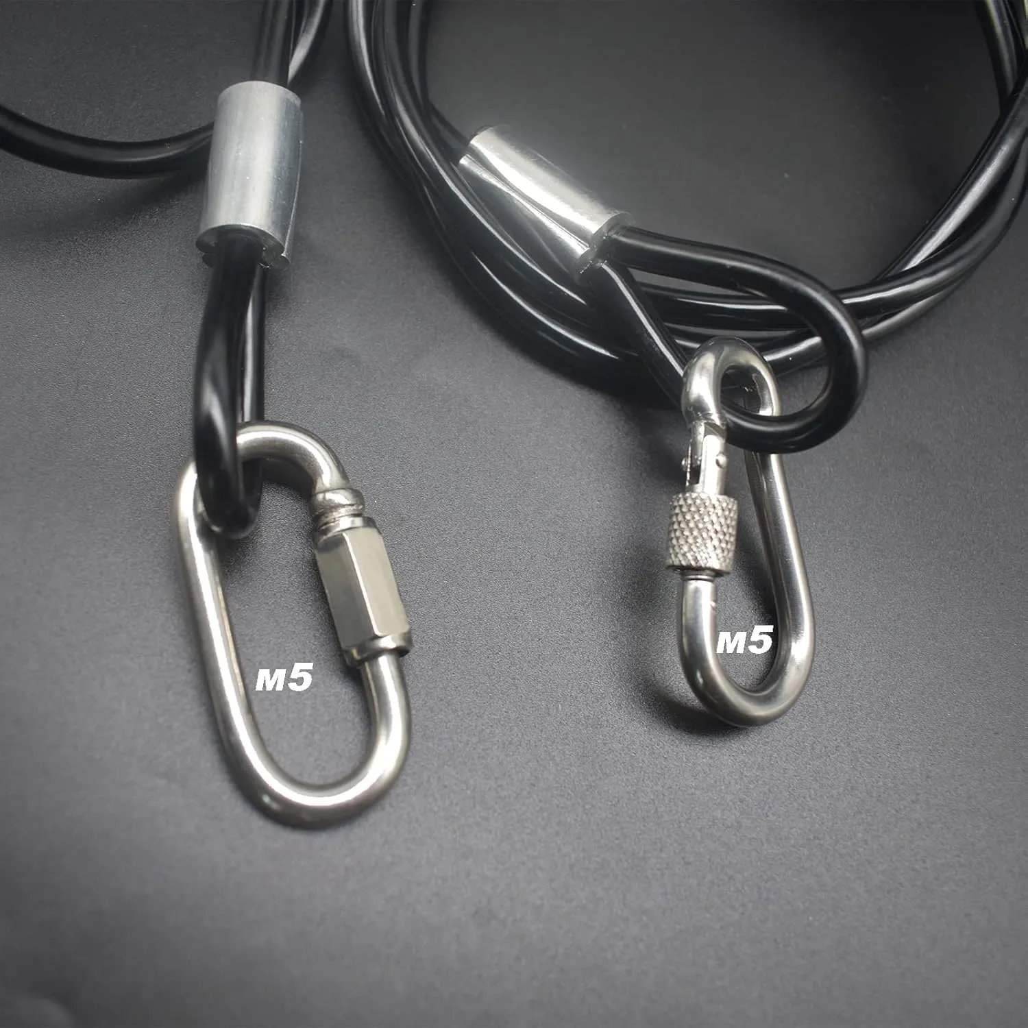 4 pcs 20 inch (50cm) 5mm Thickness Vinyl Cover Coated Galvanized Steel Wire Cable with Loops Security Lanyard Rope Tether Lock, Clear