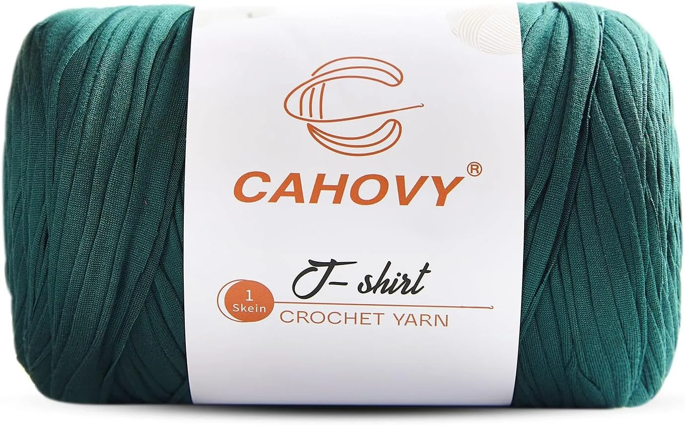400g T-Shirt Yarn Crochet Yarn for Beginner Crochet Bags/Basket/Coaster,400G/110yds High Elastic Polyester Thick Tshirt Dark Green