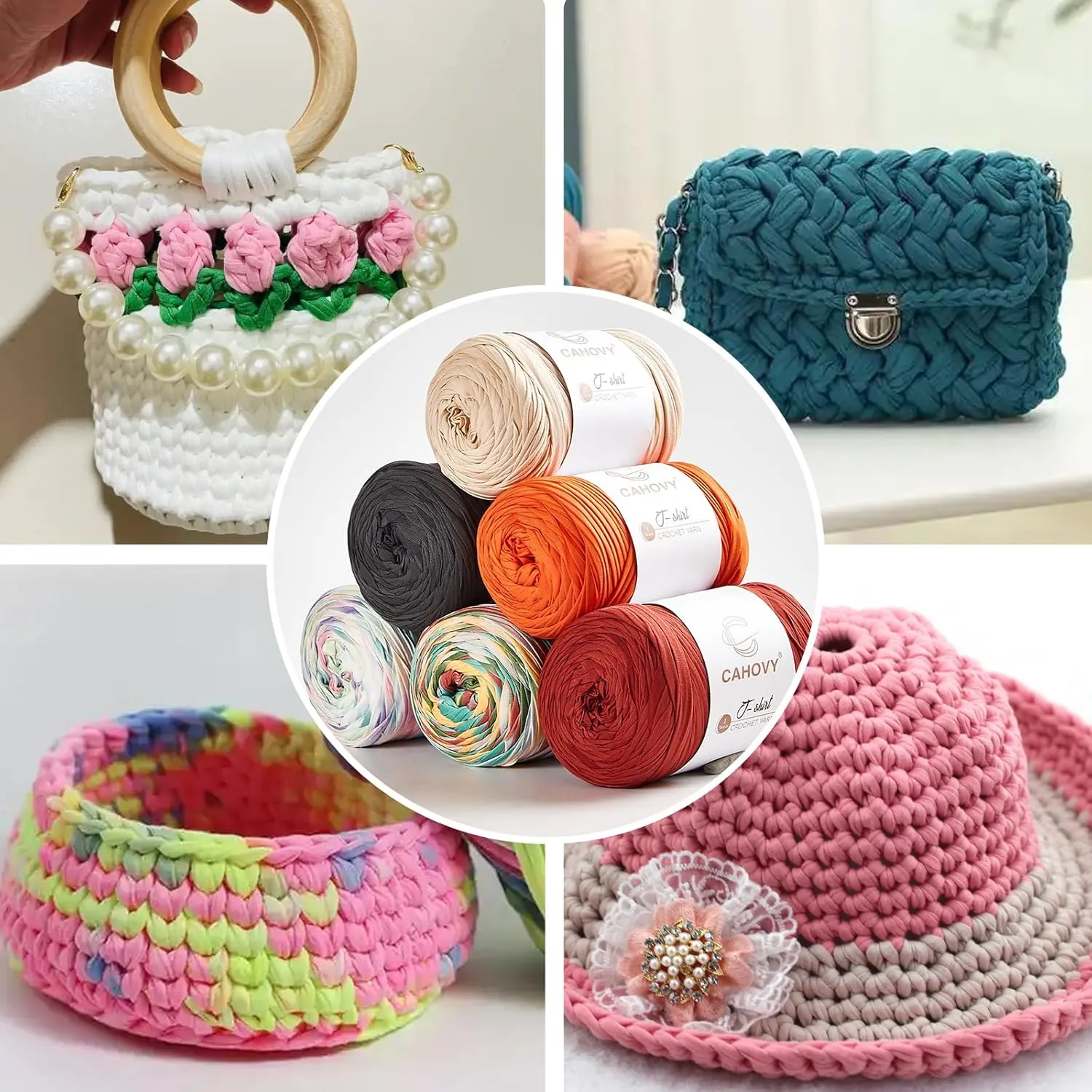 400g T-Shirt Yarn Crochet Yarn for Beginner Crochet Bags/Basket/Coaster,400G/110yds High Elastic Polyester Thick Tshirt Pink&Purple