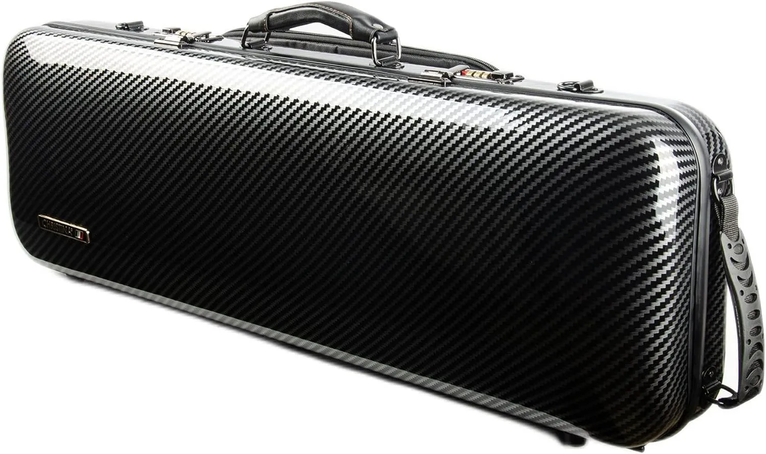 4/4 Full Size Violin case High-Strength Carbon Fiber Rectangular Violin Music Bag With Combination Lock and Extra Bag Black Violin Hard Case (VB-Square-Black Stripe spot)