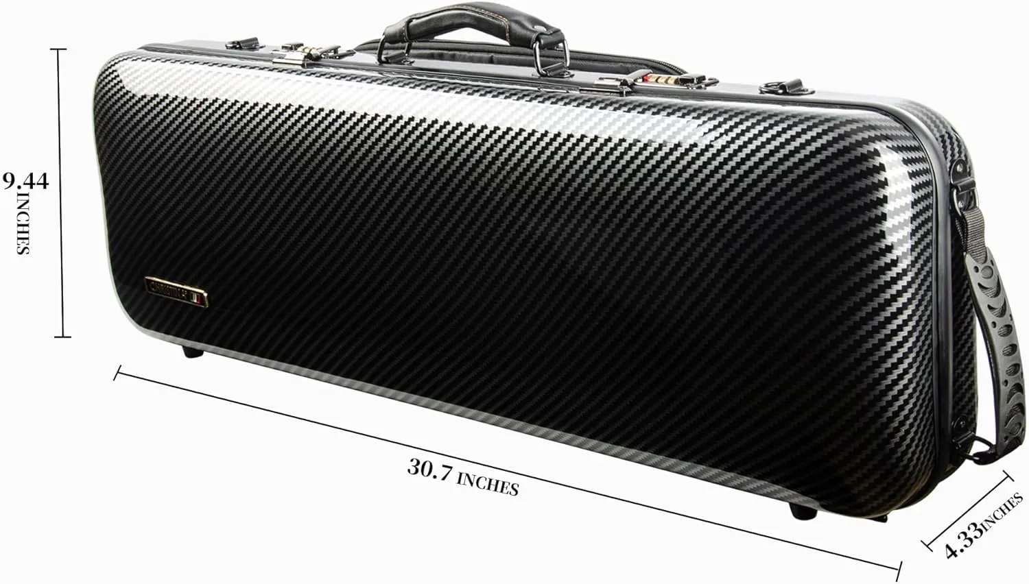 4/4 Full Size Violin case High-Strength Carbon Fiber Rectangular Violin Music Bag With Combination Lock and Extra Bag Black Violin Hard Case (VB-Square-Black Stripe spot)