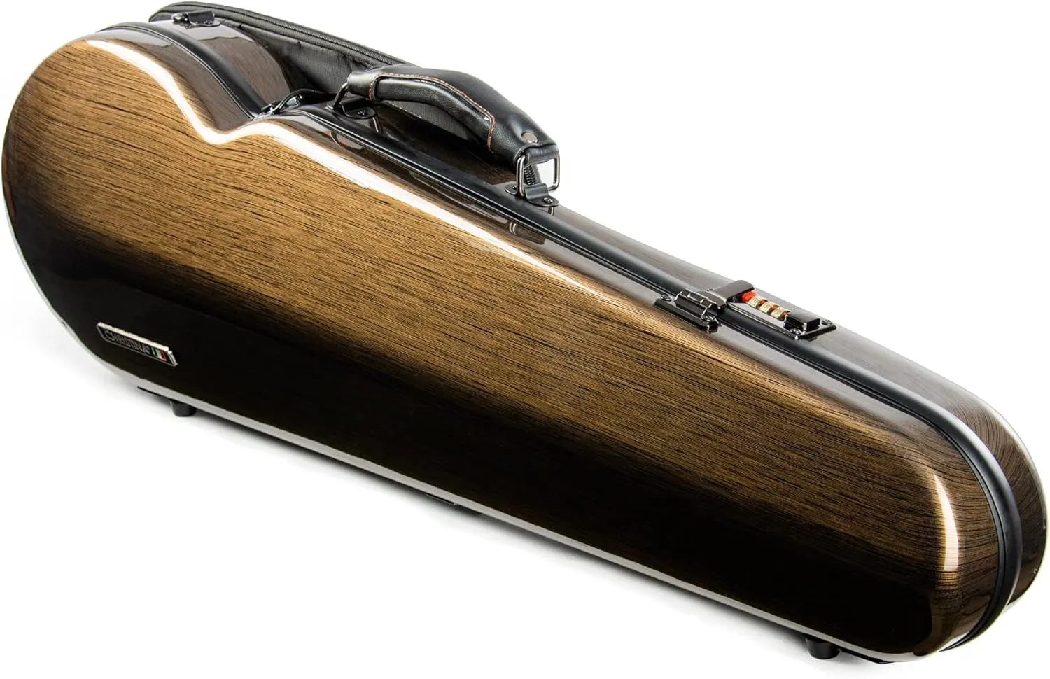 4/4 Full Size Violin case High-Strength Carbon Fiber Triangle Violin Music Bag With Combination Lock and Extra Bag Golden Violin Hard Case (VB-Trianglee-Golden spot)