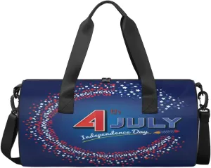 4th Of July Travel Duffel Bag Independence Day Sports Gym Bag Men Women Sports Travel Luggage Bag 17.6”×9”×9 “ Duffel Bag Weekend Overnight Gym Bag Nvenient For Carrying