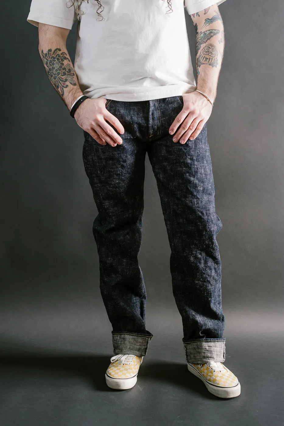 505-KA - 17oz "Kasuri" Slub Selvedge Denim - Retro Style Regular Straight