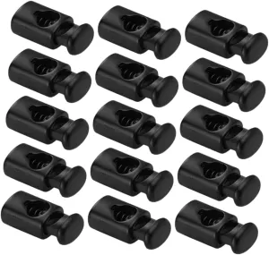 50pcs Rope Buckle Spring Clips Lace Locks for Sneakers Wristbands Lock Push Pull Spring Shoe Clips Glove Locks Shoelace Clips Spring Loaded Toggle Lock Plastic Black