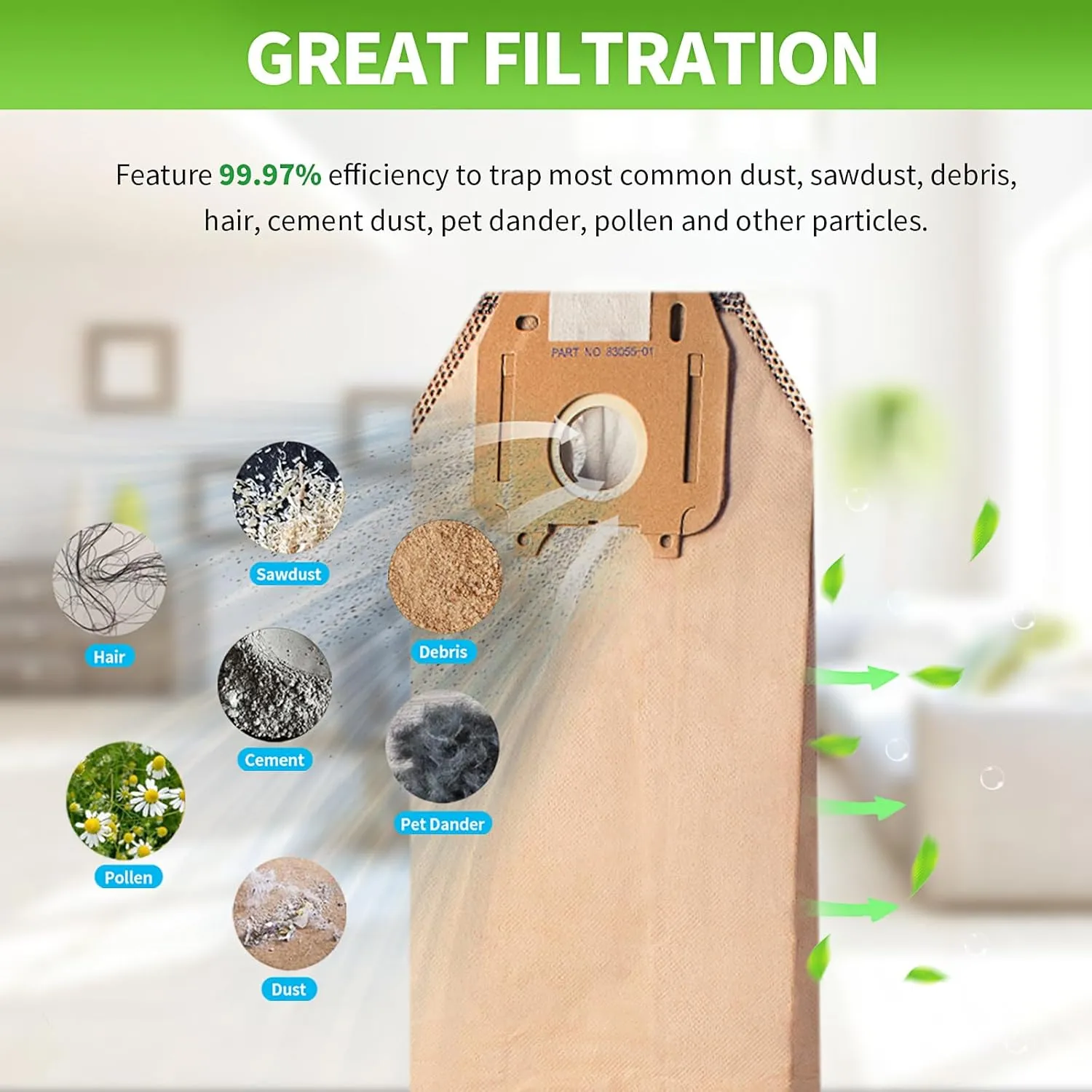 6 Pack Type LW HEPA Vacuum Bags Compatible with Oreck Magnesium Upright Vacuum Replace Part LWPK6OH LWPK25OH LWPK3OH