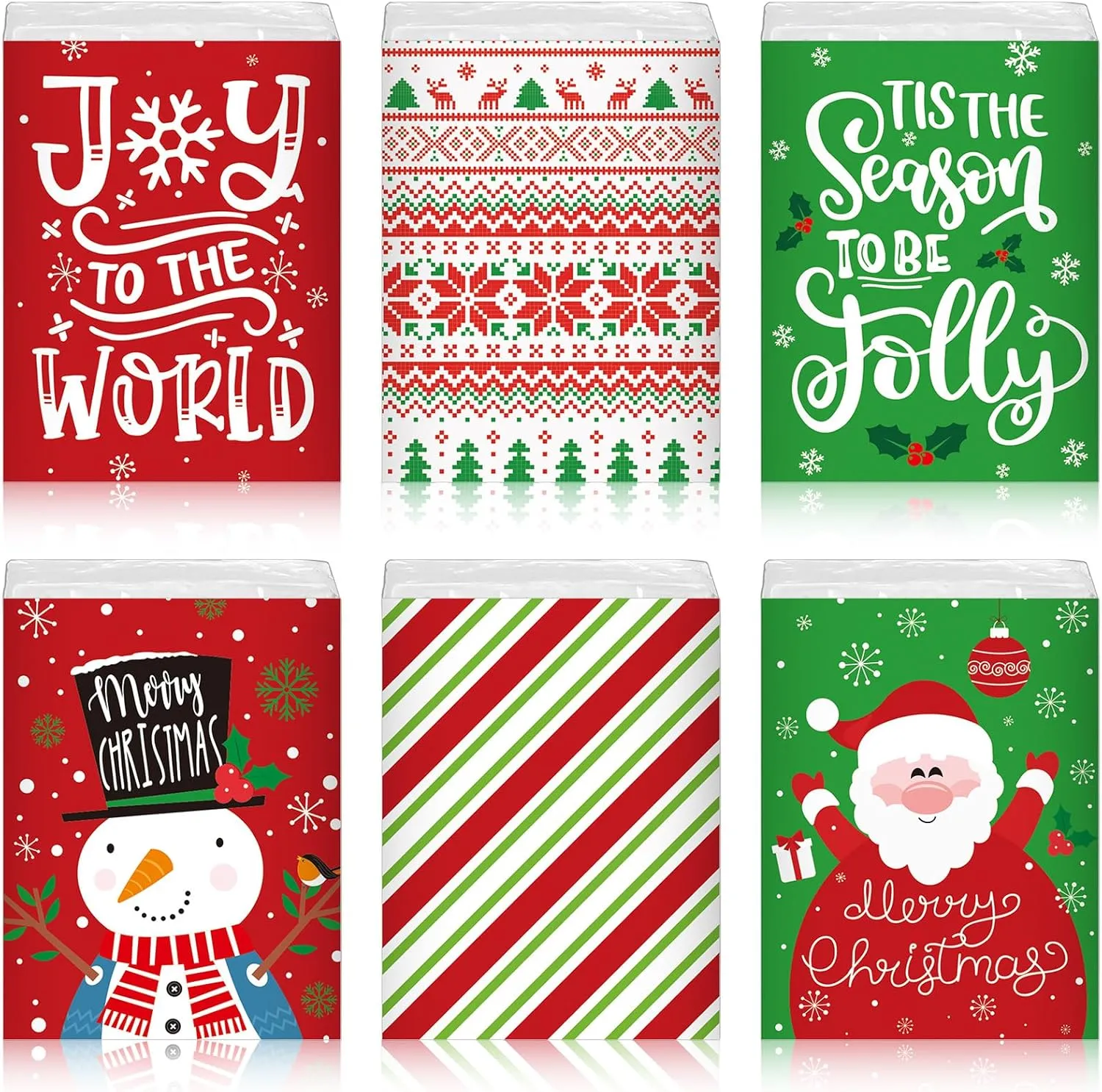 60 Pcs Christmas Pocket Facial Tissues Christmas Travel Tissue Packs Christmas Travel Size Tissues Christmas Tissues Bulk for Christmas Holiday Party Favors Travel Supplies(Classic Style)