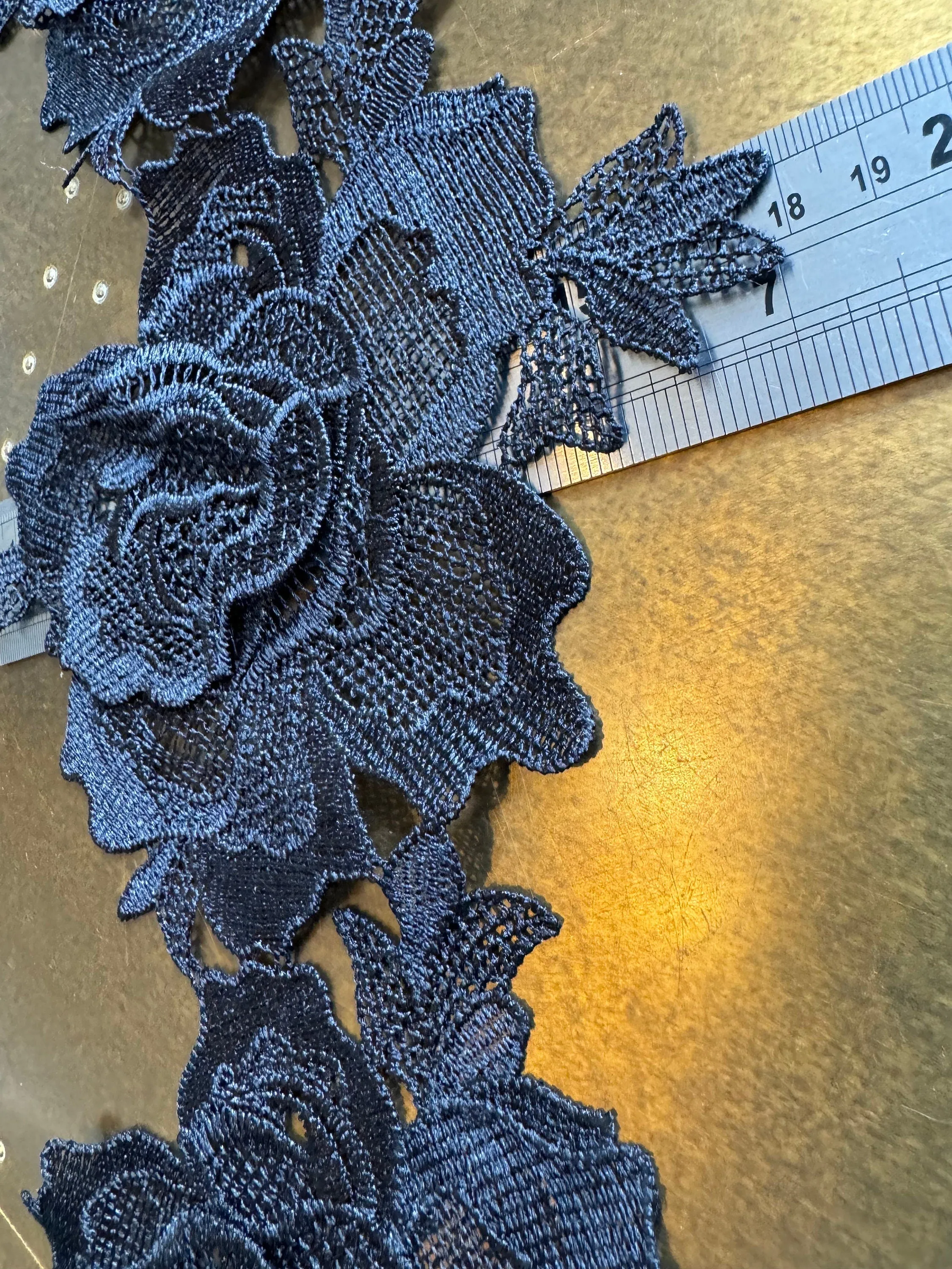 7” Wide Flower Leaf Lace Trim, Black Lace, Soft Lace, 3D Wide Lace, Quality Lace, Dresses, Clothing, Craft Lace, Tops, Dresses