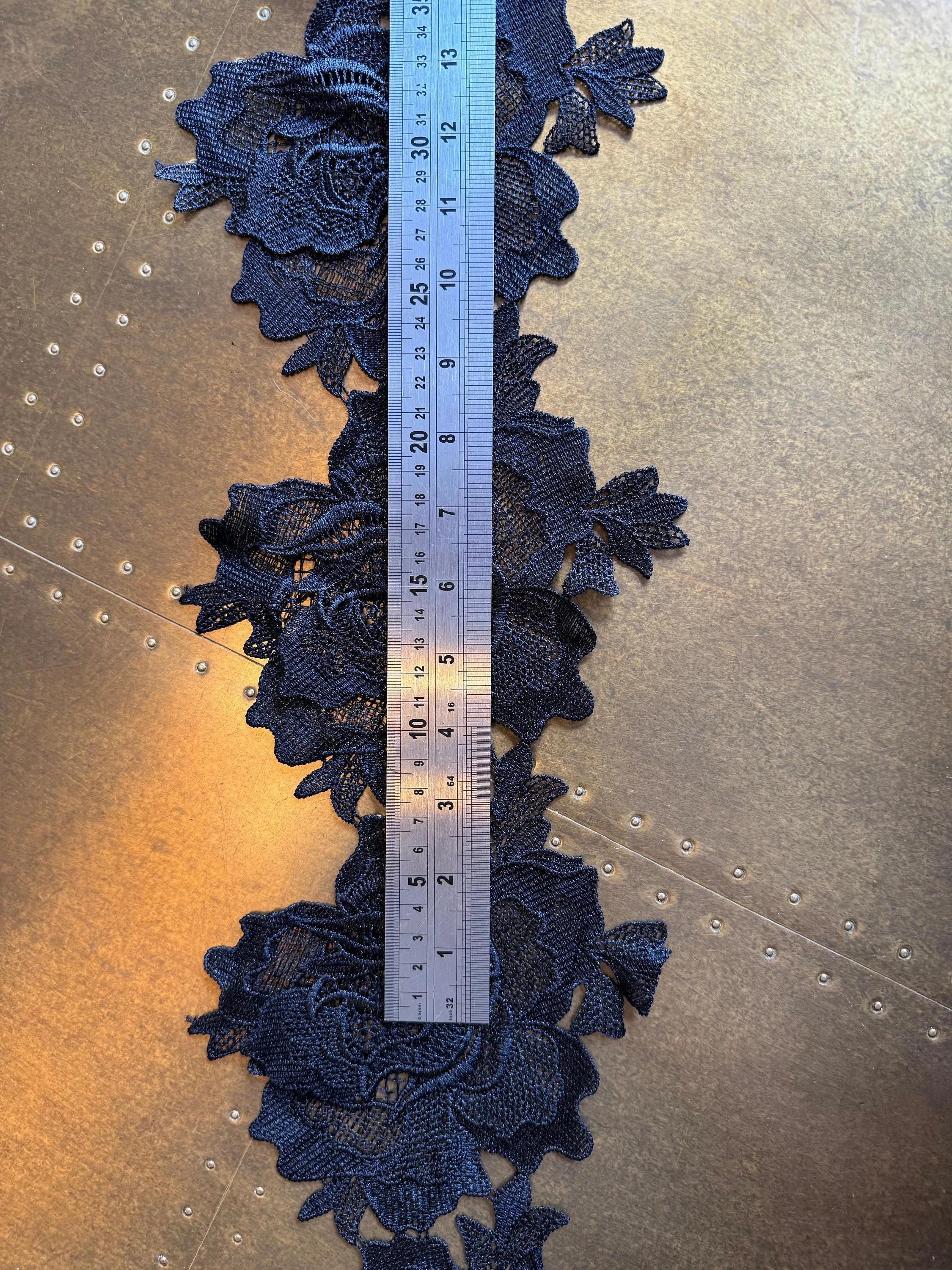 7” Wide Flower Leaf Lace Trim, Black Lace, Soft Lace, 3D Wide Lace, Quality Lace, Dresses, Clothing, Craft Lace, Tops, Dresses