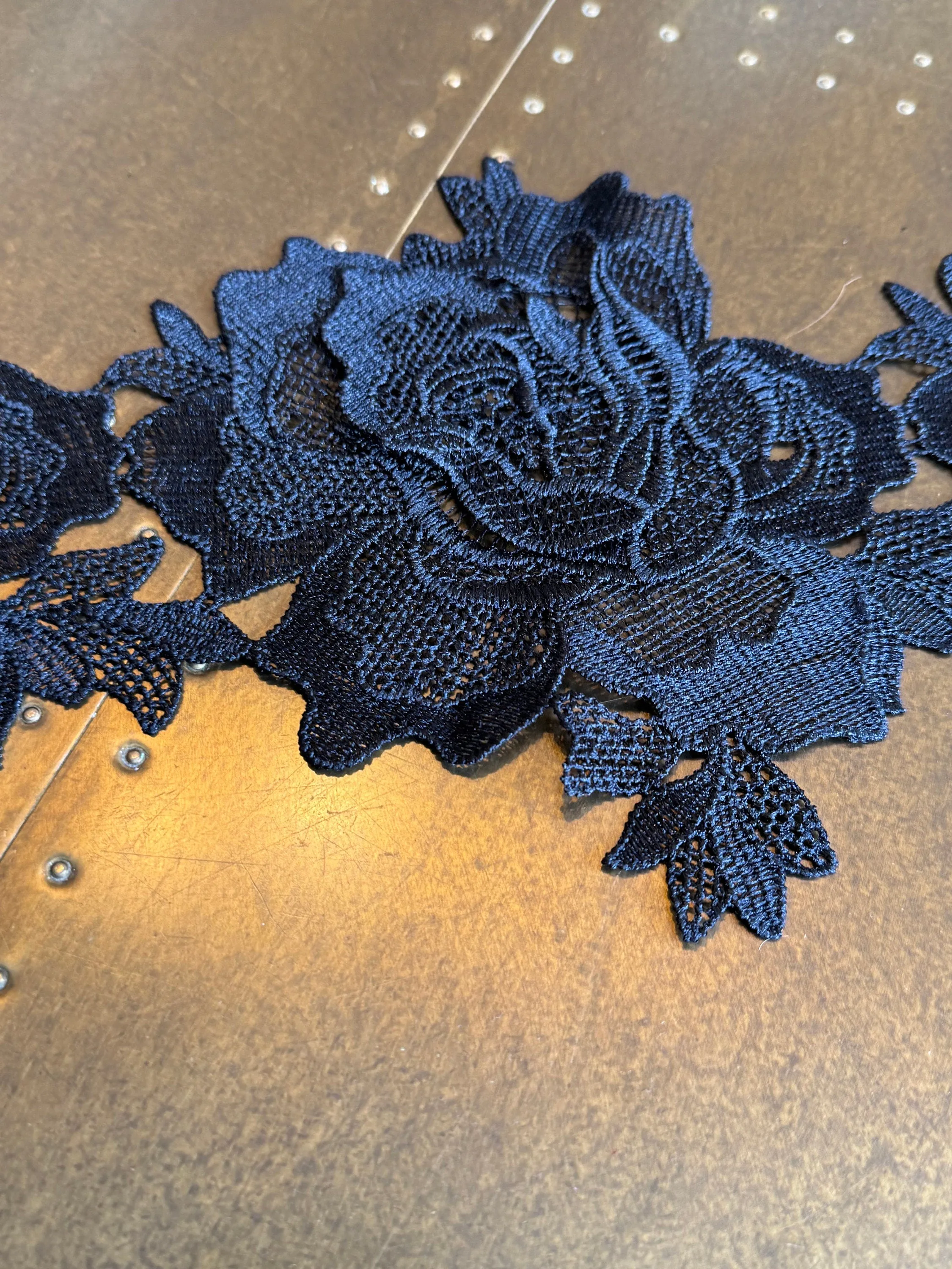 7” Wide Flower Leaf Lace Trim, Black Lace, Soft Lace, 3D Wide Lace, Quality Lace, Dresses, Clothing, Craft Lace, Tops, Dresses