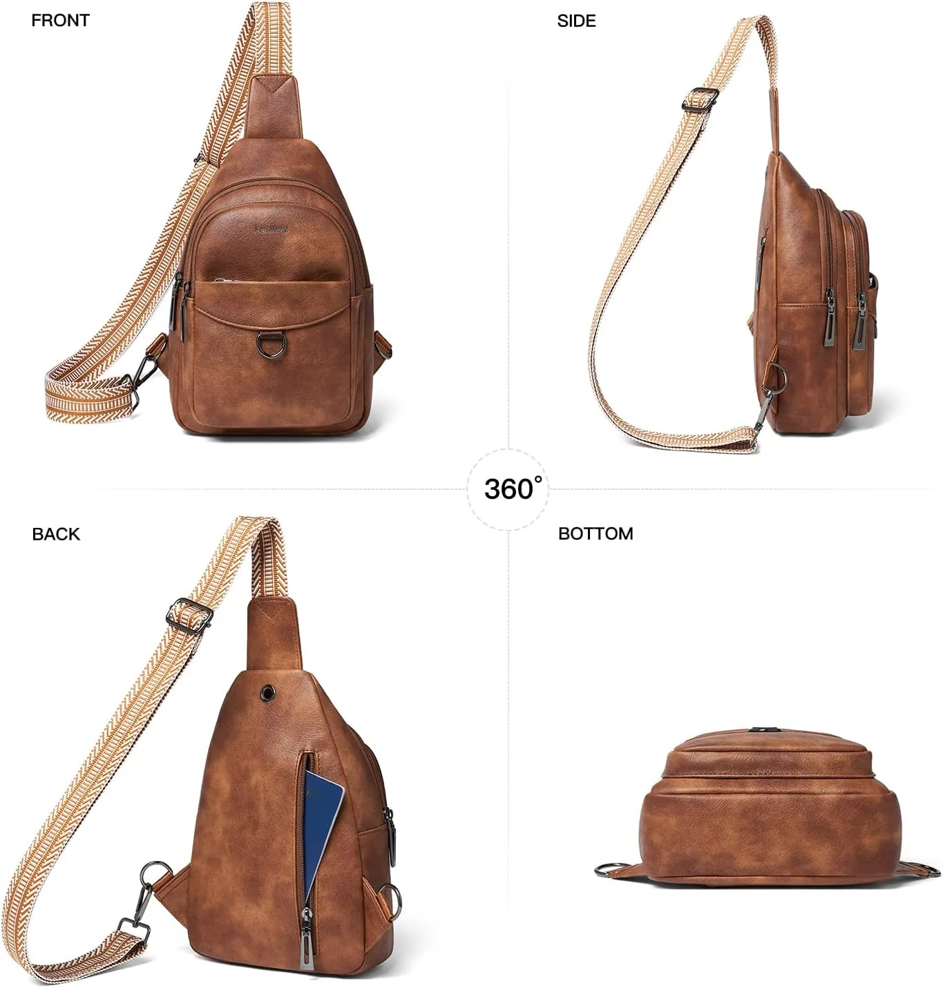 7L Sling Bag for Women Men Crossbody Belt Bag Small Travel Sling Backpack Anti Theft Chest Daypack Purse Faux Leather