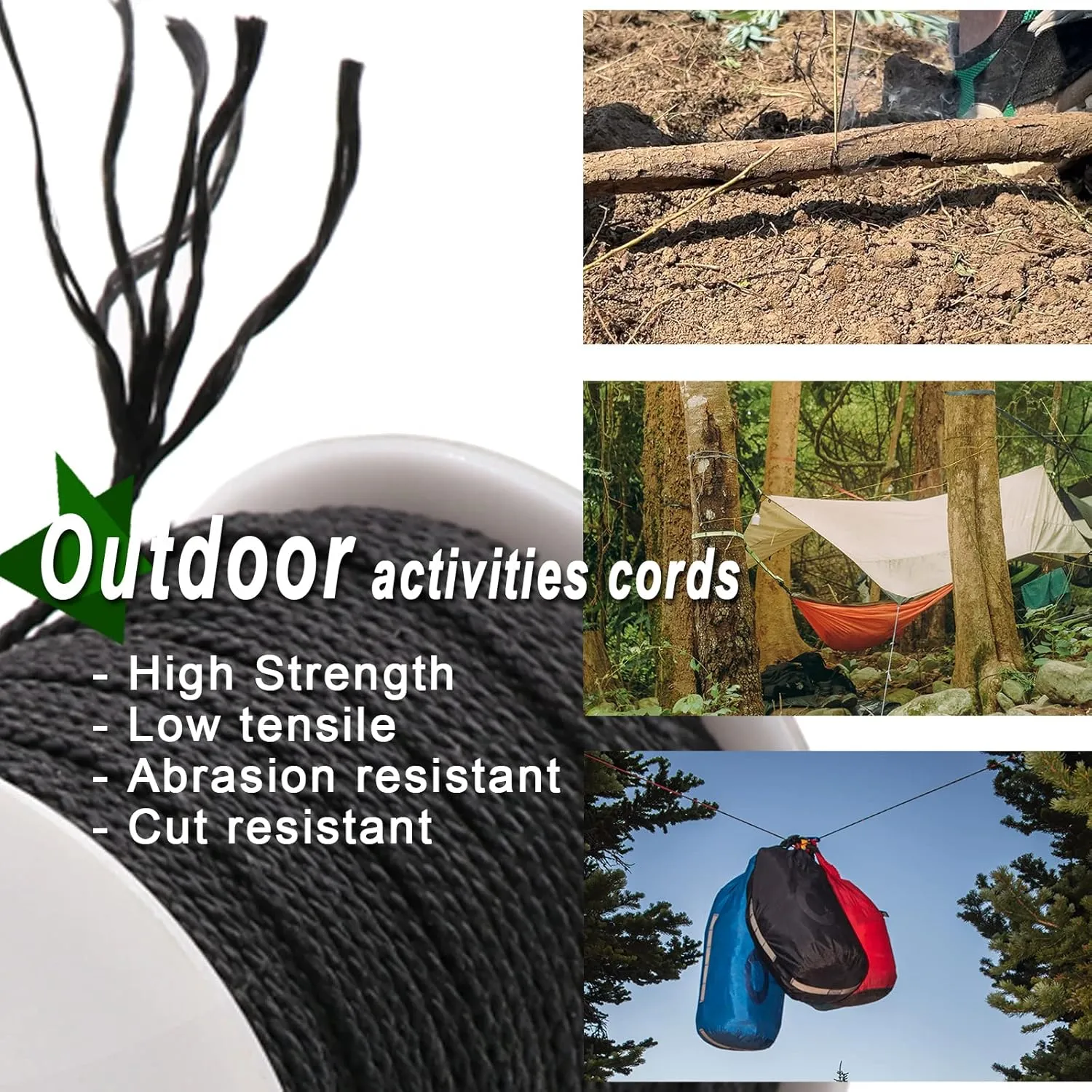 9KM DWLIFE Black Kevlar Cord, 50lb~1500lb, High Tensile Strength, Flame Resistant, Braided Fishing Line, Wind Chime String, Kite Line, Camping, Model Rocket, Outdoor Survival Strong String