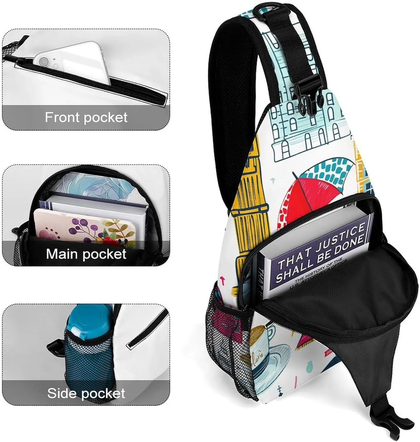 A Range of Sea Creatures Sling Bag Crossbody Bags Cross Body Bag Fanny Packs Chest Bags Sling Purses for Travel