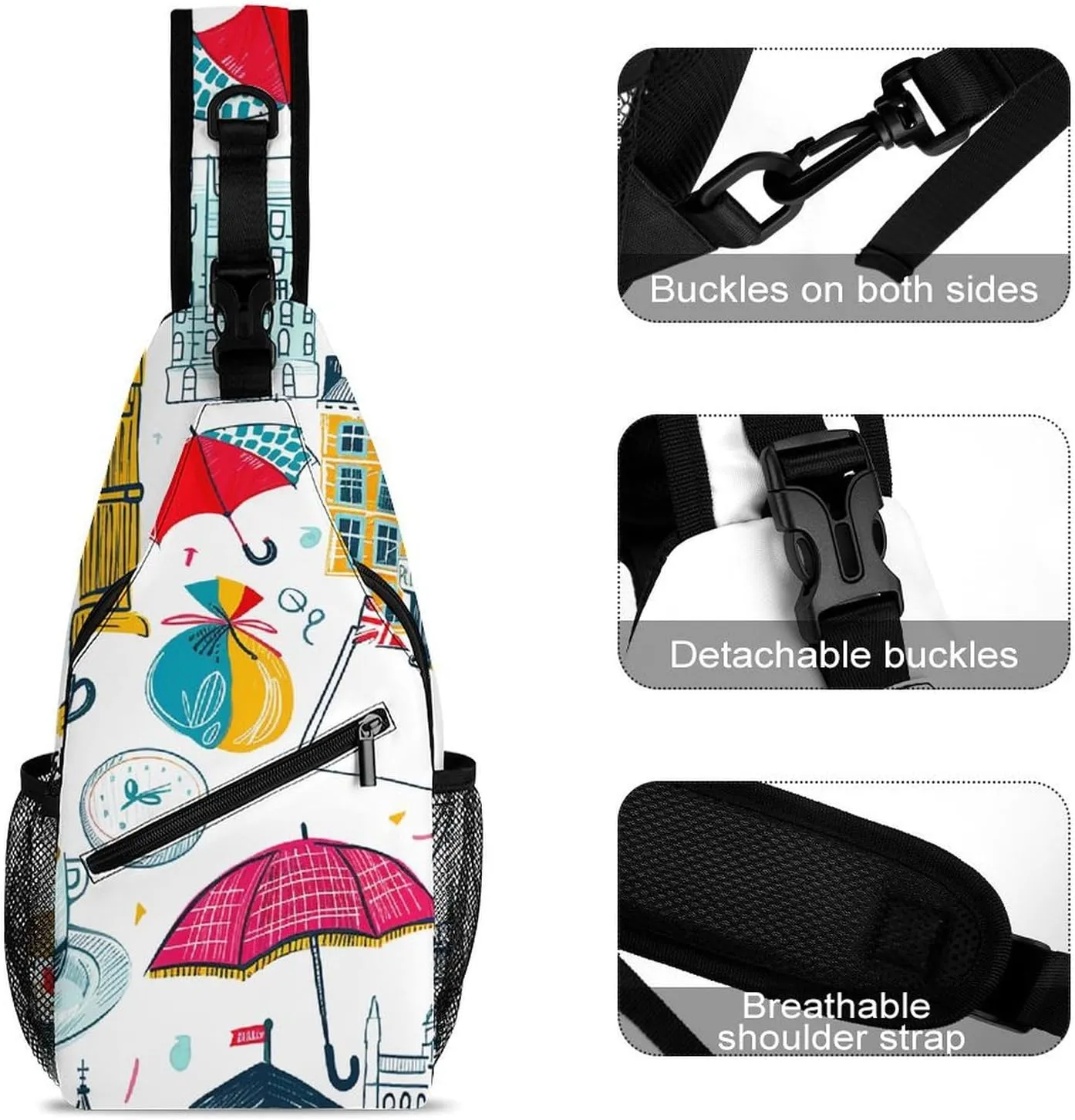 A Range of Sea Creatures Sling Bag Crossbody Bags Cross Body Bag Fanny Packs Chest Bags Sling Purses for Travel