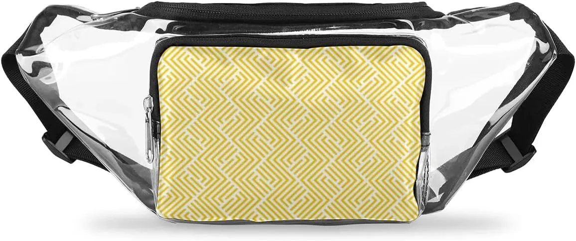 Abstract Geometric Lines Clear Fanny Pack Stadium Approved Clear Crossbody Belt Bag for Women Men Transparent Waist Bag with Adjustable Strap for Concerts Sports Events Travel