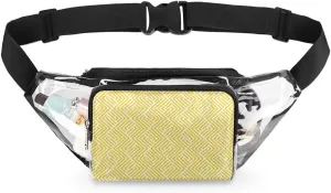 Abstract Geometric Lines Clear Fanny Pack Stadium Approved Clear Crossbody Belt Bag for Women Men Transparent Waist Bag with Adjustable Strap for Concerts Sports Events Travel