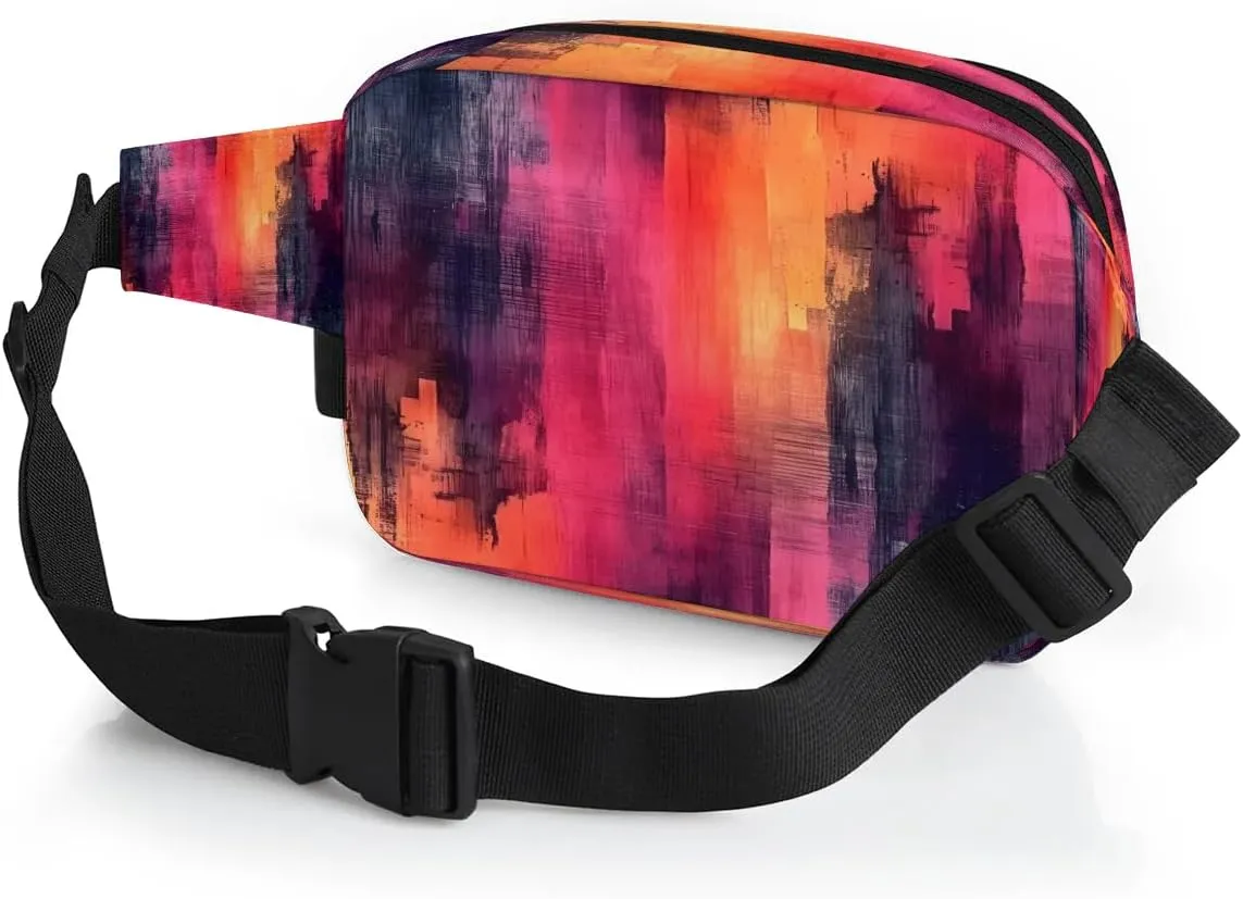 Abstraction Multi Color Patterns Fanny Packs for Women Men Waterproof Waist Bag with Adjustable Strap Belt Bag for Travel Running Hiking